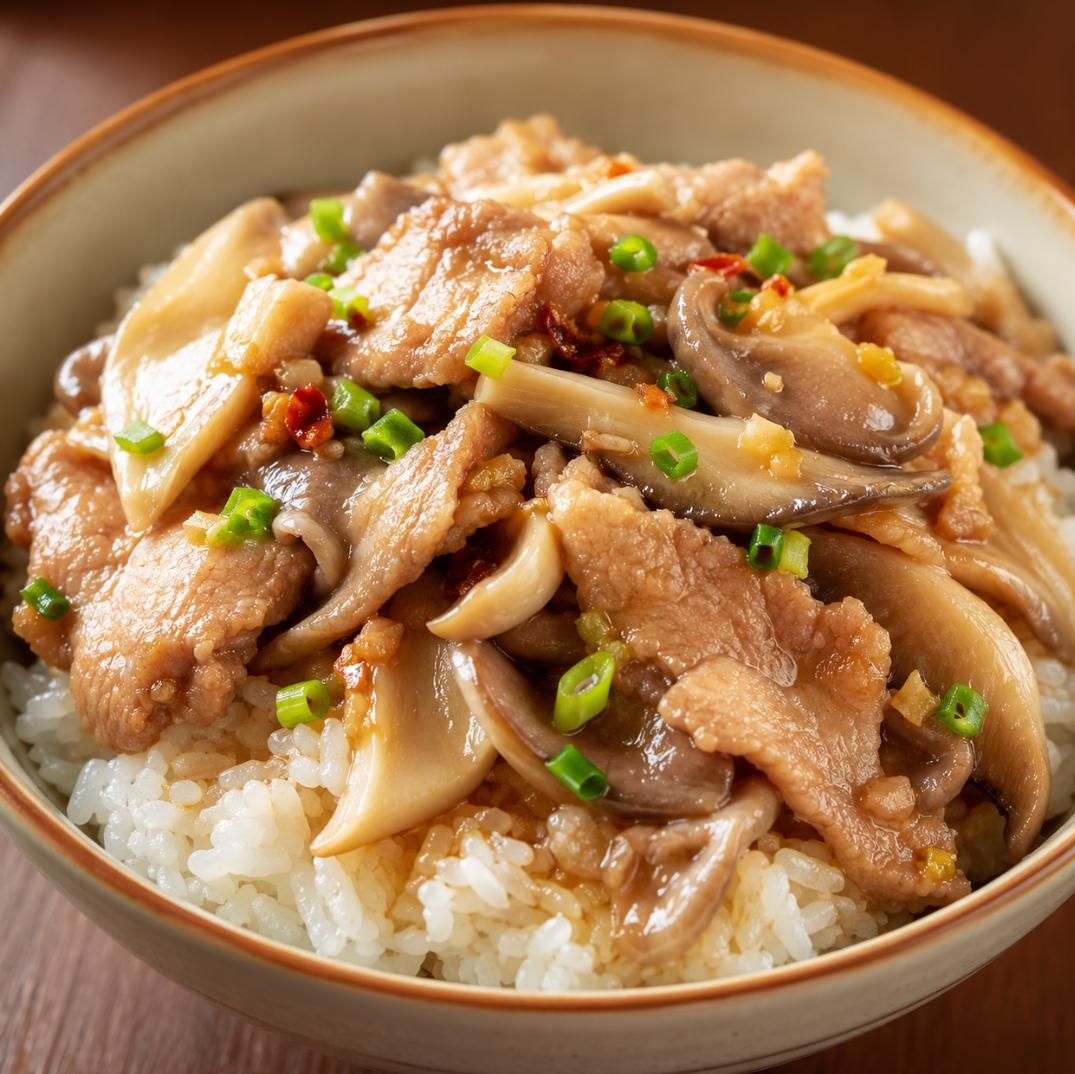 平菇蒸肉拌饭
